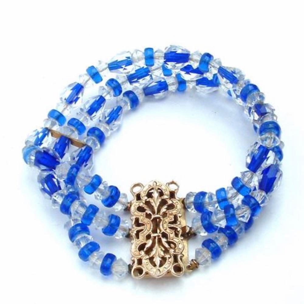 Art Deco Crystal Bracelet Multi Strand Bangle